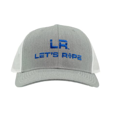 Let's Rope Grey with Blue Logo White Meshback Cap